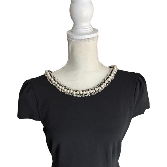 Betsey Johnson Pearl Trim Trumpet Ruffle Sheath Dress 10 - Picture 4 of 15